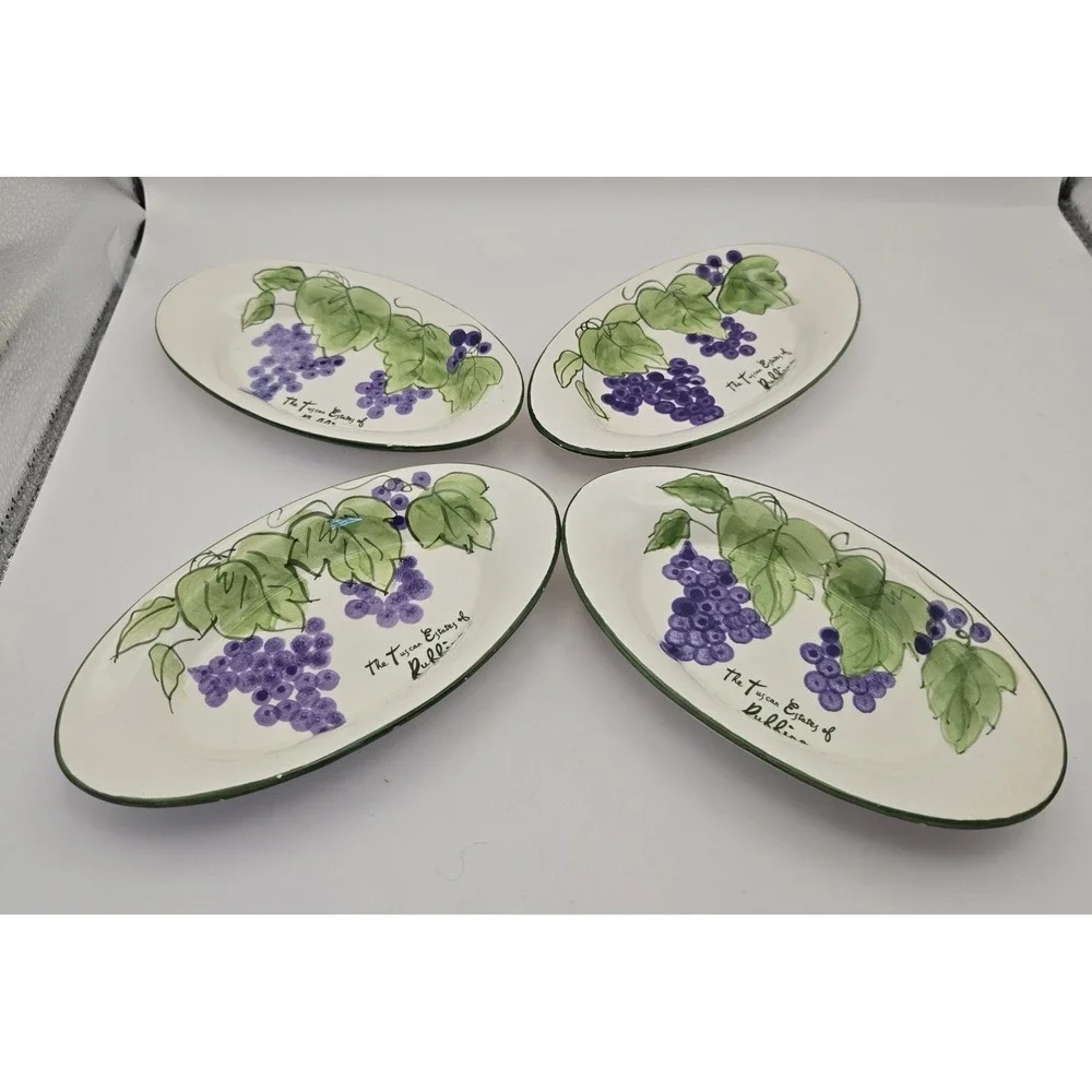 Vintage Olive Oil Ceramic‎ Plate Of The Tuscan Estates Of Ruffino Grape Vines...